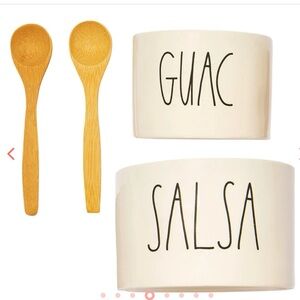 Guac and Salsa Bowls with Wooden Spoons